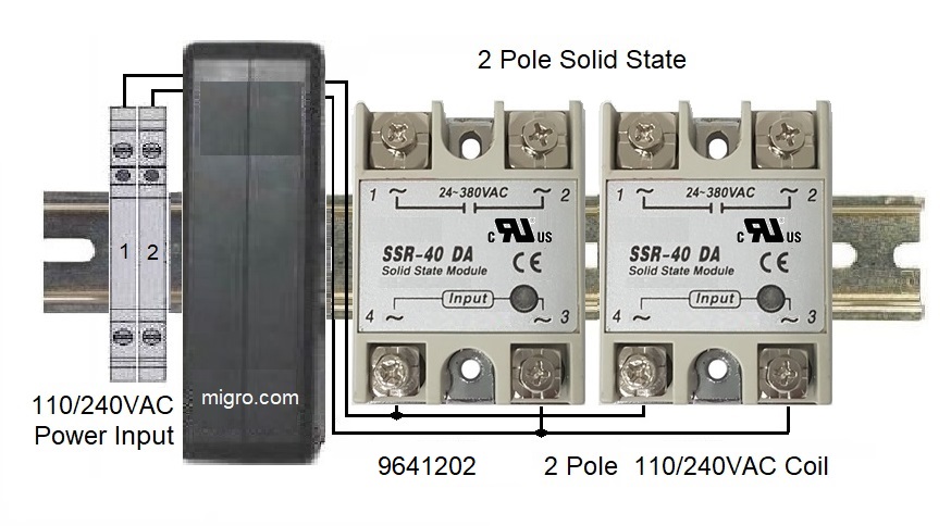 Solid state contactor with heat sink on DIN rail