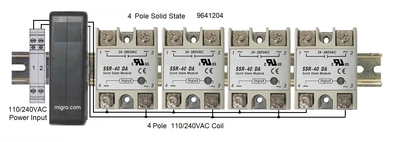 Solid state contactor with heat sink on DIN rail